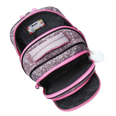 School backpack 40x33x15cm, ergonomic back, Across 410, gray/pink-7