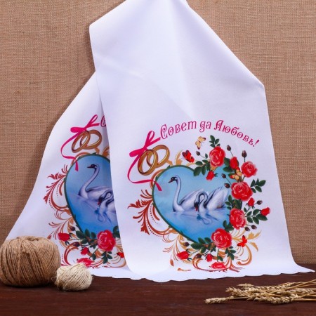 Rushnik "Swans", Gabardin, Blue
