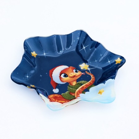 New Year. Glass plate "Snake", 19.5 cm-1