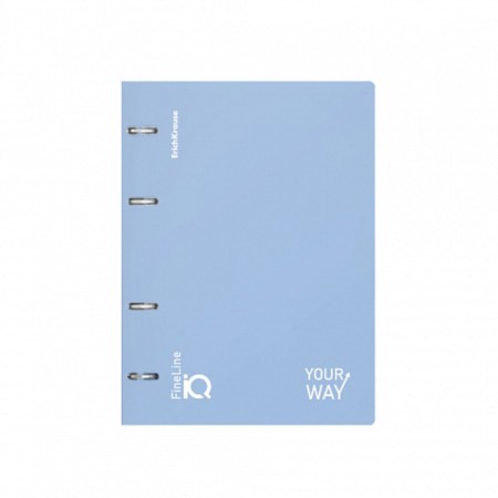 Notebook on rings A5 100 sheets of Erichkrause IQ Fineline Symbol Plastic Cover Blue, Offset 80 g/m², White is 100% mix-1