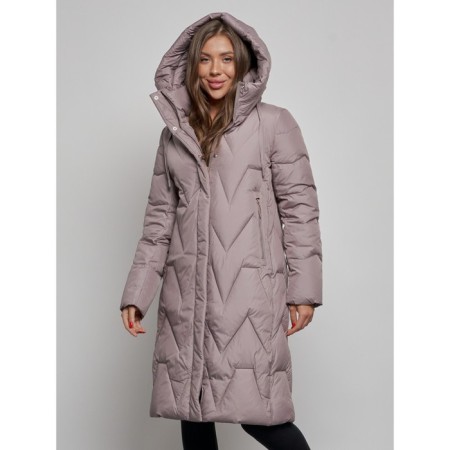 Coat insulated winter female, size 50, brown color-4