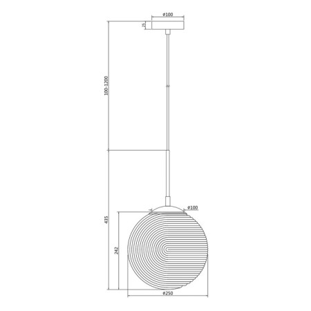 Suspension lamp Maytoni P031PL-01CH, E27, 1x60 W, 250x250x1635 mm, Chrome-1