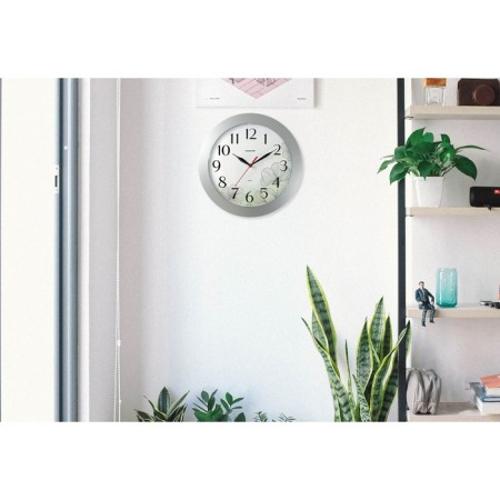 Wall clock, series: interior, "flowers", smooth move, d-30.5 cm-3