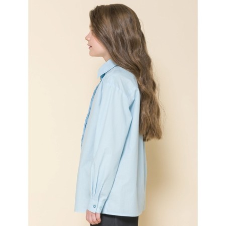 Блузка для девочек, рост 134 см, цвет голубой-1