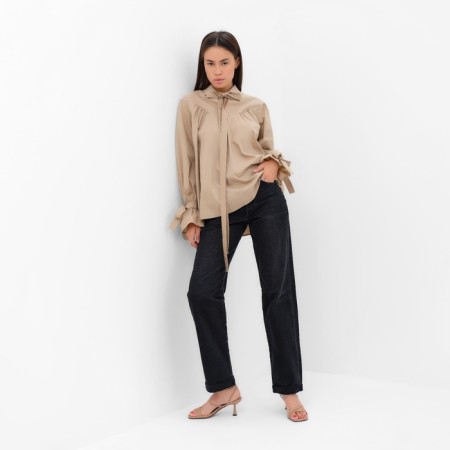 Women's shirt with ribbons MIST, size 46, beige-6