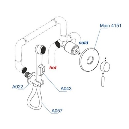 Fixer for the bidet Wasserkraft A04157, with a hygienic shower, a hose 120 cm, brass, chrome-1
