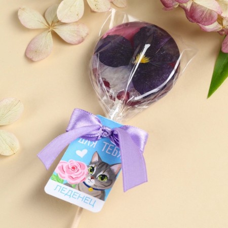 Lollice with a flower inside “for you” Taste: peach, without sugar, 30 g.-4