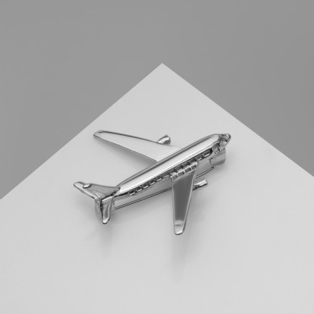 Brooch "Airplane", silver color-2