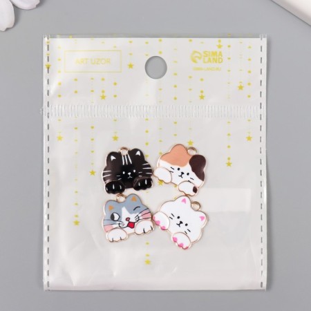 Decor for creativity Metal "Cat" enamel mix 1.7x1.8 cm-3