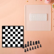 Set of Moldovs of the Chess Daudis, silicone, 2 items: board 31 × 1 cm, figures 20.5 × 8.5 × 1 cm