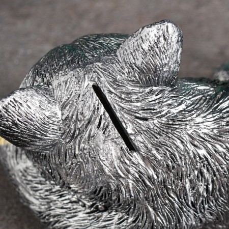 Piggy bank "Kitten Angel" 21x12cm, silver with gilding-5