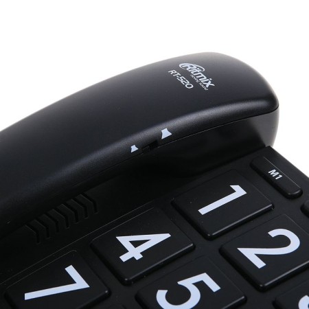 Wired phone Ritmix RT-520, light indicator, desktop-nasty, black-2