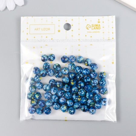 Beads for creativity plastic "Marble. Sapphire" d = 0.8 cm set 20 grams-2
