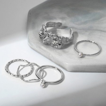 Ring set 5 pieces "perfect fingers" elegance, white color in silver-1