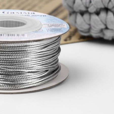 Weaving cord, metallized, d = 1 mm, 45.7 ± 0.5 m, silver color-1