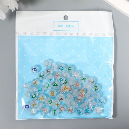Beads for creativity plastic "English color letters" Transparent set 20 grams 0.6x1x1 cm-2