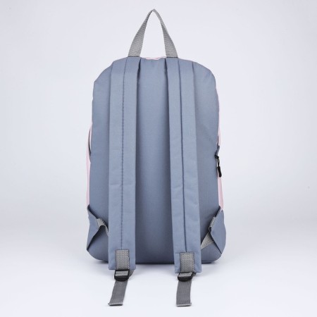School textile Backpack 46x30x10 cm, vertical pocket, gray color, pink-3