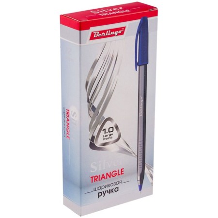 Ballic pen 1.0 mm, Triangle Silver, blue ink, three -sided-3