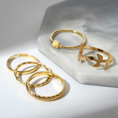 Ring set 5 pieces "perfect fingers" is light, white color in gold-1