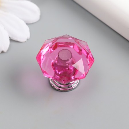Handle for the casket Metal "Crystal Pink" silver 2.6x2.6x2.4 cm-1