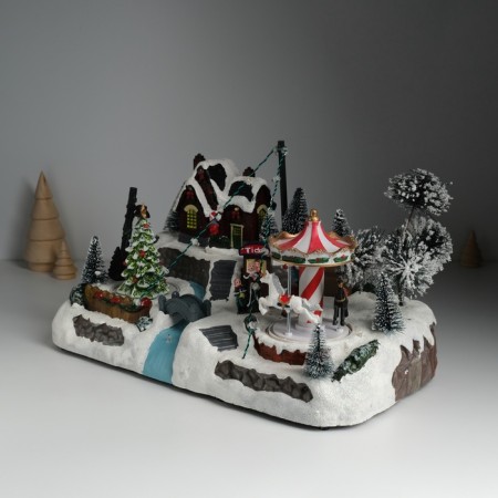 Souvenir plastic light "Carousel at the Christmas tree" is spinning 35x20x19 cm-3