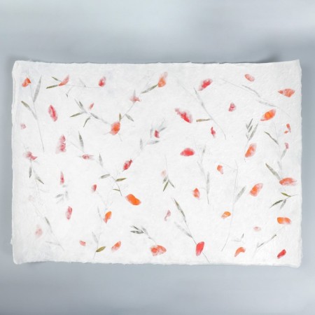 Handmade paper with flowers and herbs "red leaves" 55x80 cm