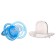 Nipple is an orthodhod dummy, with a cap, +12 months., Blue