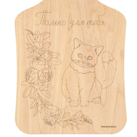 Burning board "Cat with a bouquet"-2