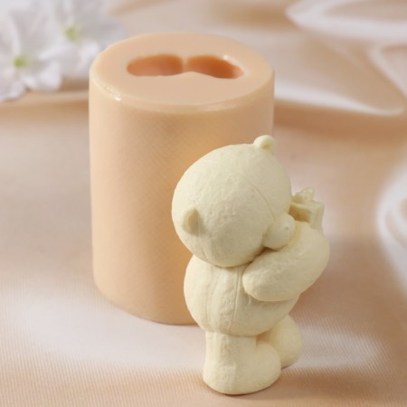Silicone Mold "Bear with a gift" silicone 8x5.5x5 cm-1