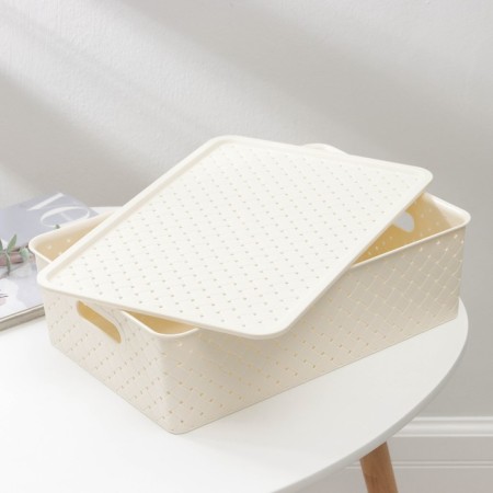 Storage basket with a birch bark cover, 7.5 l, 35 × 24.5 × 10.5 cm, ivory color-2