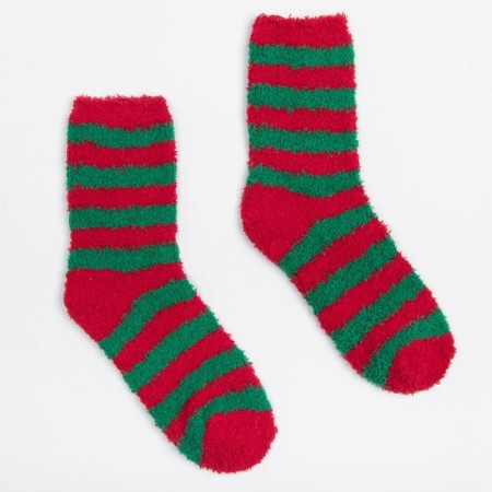 New Year's Tensor Minaku socks in red-green strip, river 36-39 (23-25 ​​cm)