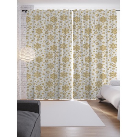 Photostes "Golden Snowflakes", Saten, size 145x265 cm, 2 pcs