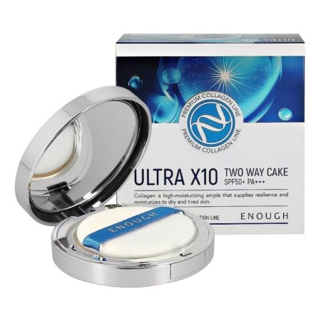 Facial powder with a collagen with a replaceable block Premium Ultra X10 Two-Way Cake No. 21