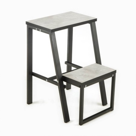 Stool-steamer on a metal frame, cement/black