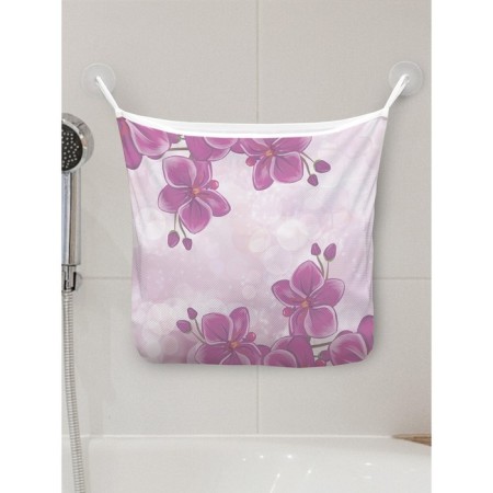 Organizer in a bath on suction cups "Orchids on the side", for storing toys and trifles, size 33x39 cm