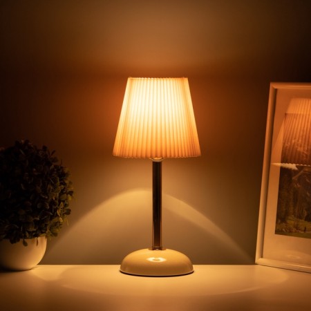 Table lamp "Lira" 1x40W E27 white/gold/beige 15x15x32.5cm-1