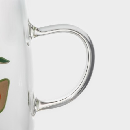 Glass mug with a wooden lid "Avocado", 350 ml, Mix drawing-3