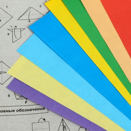 Color paper for origami A5, 20 x 20 cm, 8 sheets, 8 colors "origami", in the folder-3