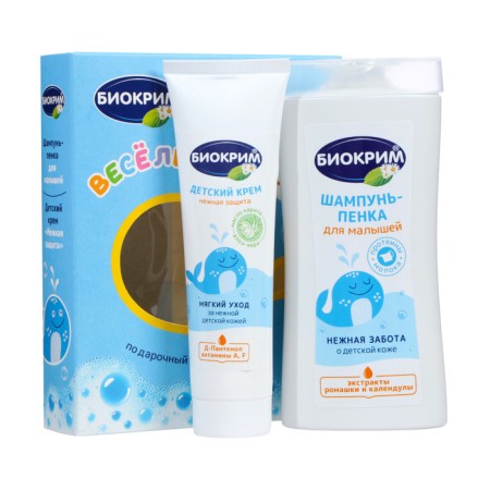 Gift set of children's biochemum: shampoo-peen, 200 ml + cream, 75 ml