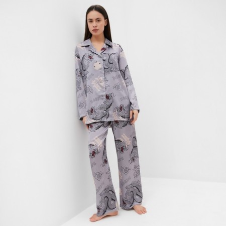 Pajama female (shirt and trousers) KAFTAN "Dragon", size 40-42, gray-2