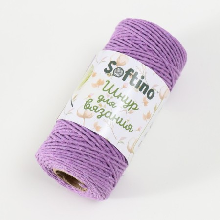Knitting cord 100% cotton, width 1mm 100m 80g "Lilac" 10x4.2x4.2 cm-1