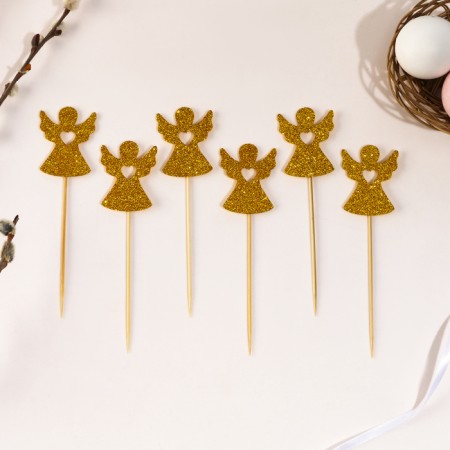 Topper "Angel", gold color, set of 6 pcs.-1
