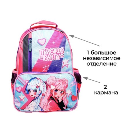 School backpack, 37 x 26 x 13 cm, ergonomic back, Calligrata ORT "Anime Girlfriend"-2