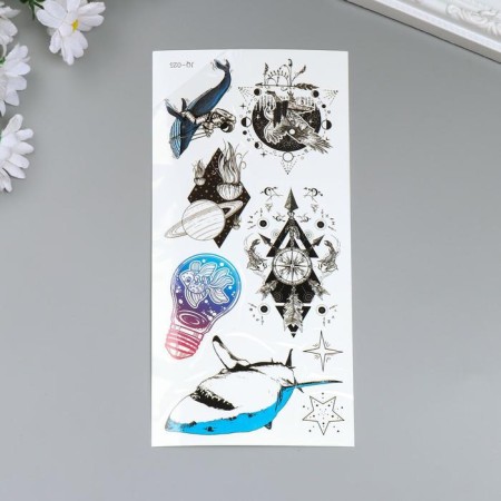 Black body tattoo with the color "Cosmos and underwater world" 19x9 cm