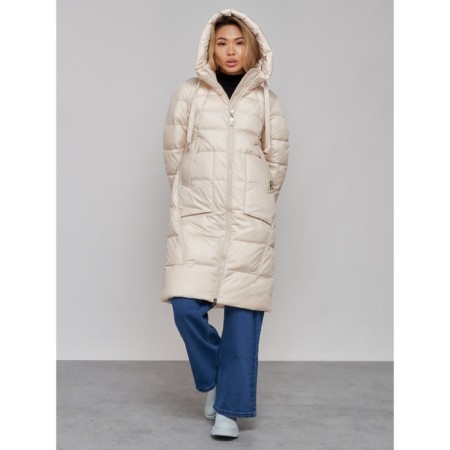 Coat insulated winter female, size 50, light-beige color-8