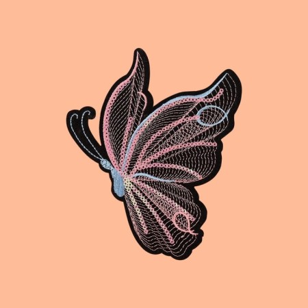 Thermal appliance "butterfly", with sequins, 15 × 12 cm, black/pink color-1