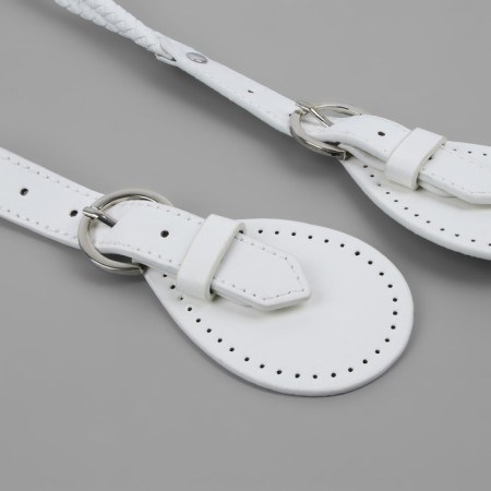 Handle for bags, cords, 60 × 1.8 cm, with sewing loops 5.8 cm, white/silver color-2