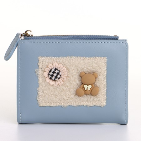 Women's wallet on the button, blue color-2