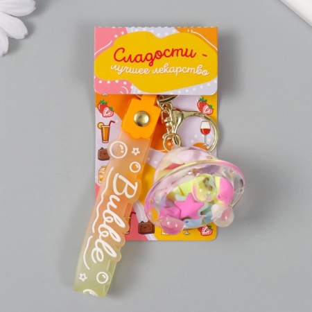A plastic keychain with a carbine, a strap "Flying Base of a star" Water with decor1.8x5.3x5.6 cm