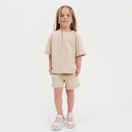Kit for children (T-shirt, shorts) KAFTAN "BASIC Line" size 36 (134-140), beige color-1